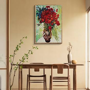 Amazon.co.jp: ゴッホ「ヤグルマギクとケシの花瓶」阪画屋